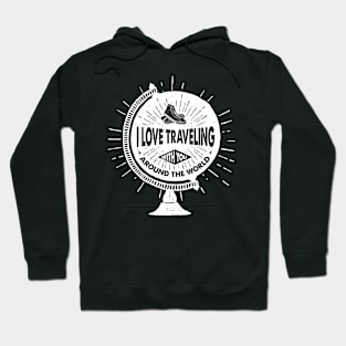 I Love Traveling with you Around the World, White Design Hoodie